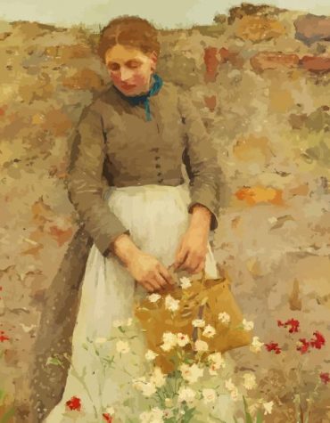 Woman With Flowers by Henry Scott Tuke Paint By Numbers