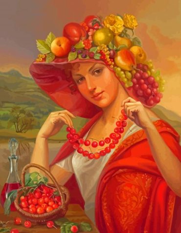 Women in Fruit Hat Paint By Numbers
