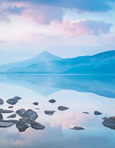 Beautiful Blue Lake Landscape Paint By Numbers