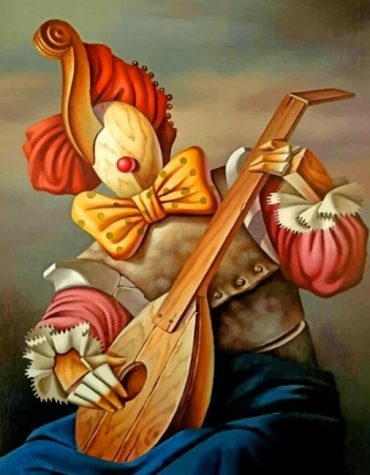 Wooden Clown Musician Paint By Numbers