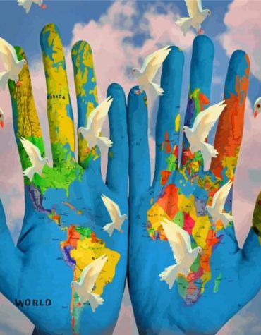 World Map Hands Painting Kit Paint By Numbers
