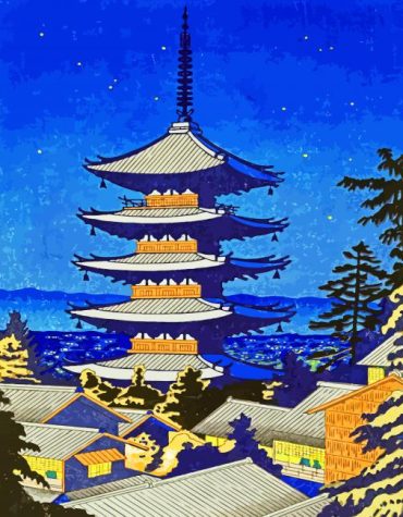 Glowing Yasaka Shrine Sunset Paint By Numbers