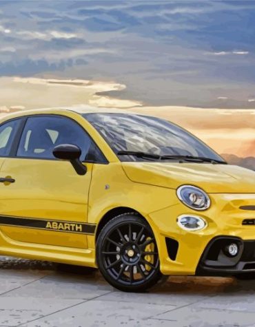 Yellow Fiat Abarth Sports Car Paint By Numbers