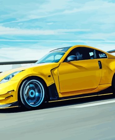 Yellow Nissan 350z Highlight Paint By Numbers