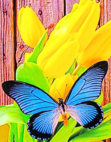 Yellow Tulip Butterfly Paint By Numbers