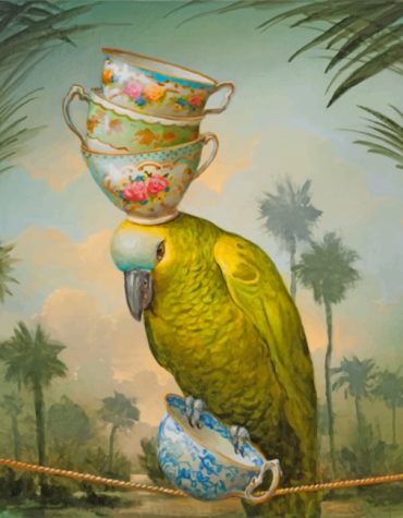 Yellow Parrot Teacups Paint By Numbers