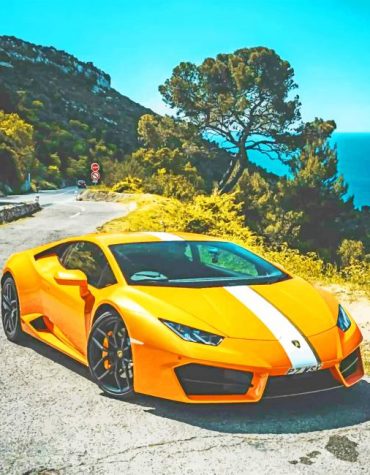 Yellow Lamborghini Car Paint By Numbers