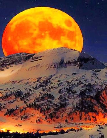 Yellow Moon Mountain View Paint By Numbers