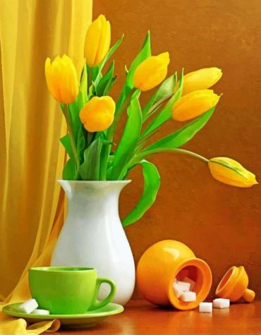 Yellow Tulips Vase Paint By Numbers
