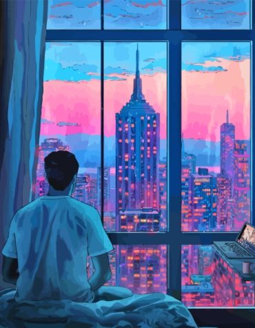 Man at Window Urban Scene Paint By Numbers