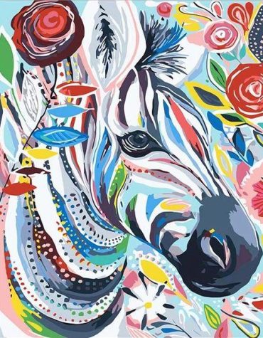 Multicolor Zebra Animal Paint By Numbers